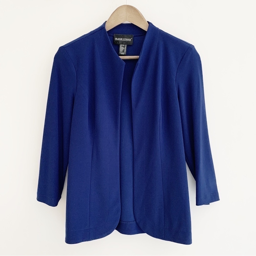 Frank Lyman Cobalt Blue Stretch Soft Knit Blazer Sz 6 Classic Workwear